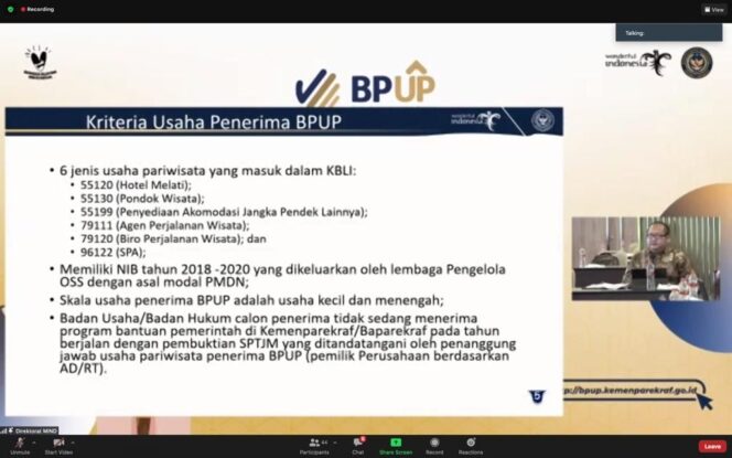 
					Aplikasi BPUP, Aplikasi Bantuan Pemerintah Bagi Usaha Pariwisata