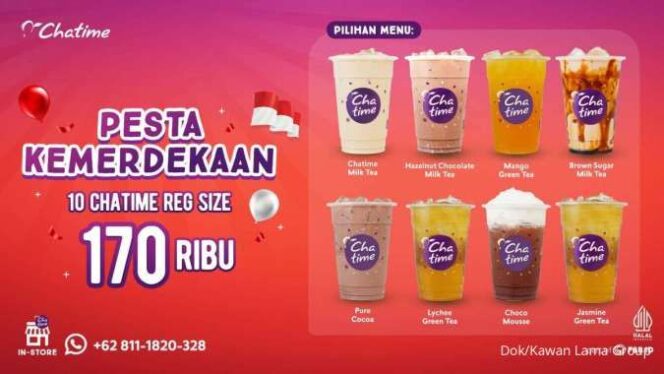 
					Sambut Hari Kemerdekaan, Chatime Hadirkan Berbagai Promo Hemat 17-an di Chatime
