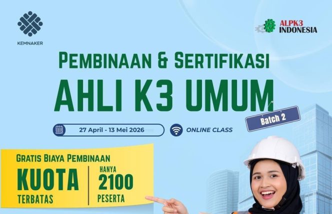 
					Kemnaker Buka Pembinaan K3 Gratis untuk 2.100 Peserta